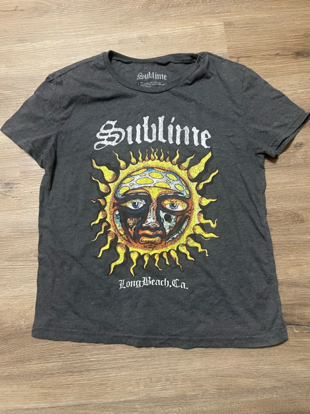 Sublime Short Sleeve Graphic Tee in Charcoal with Sun Motif